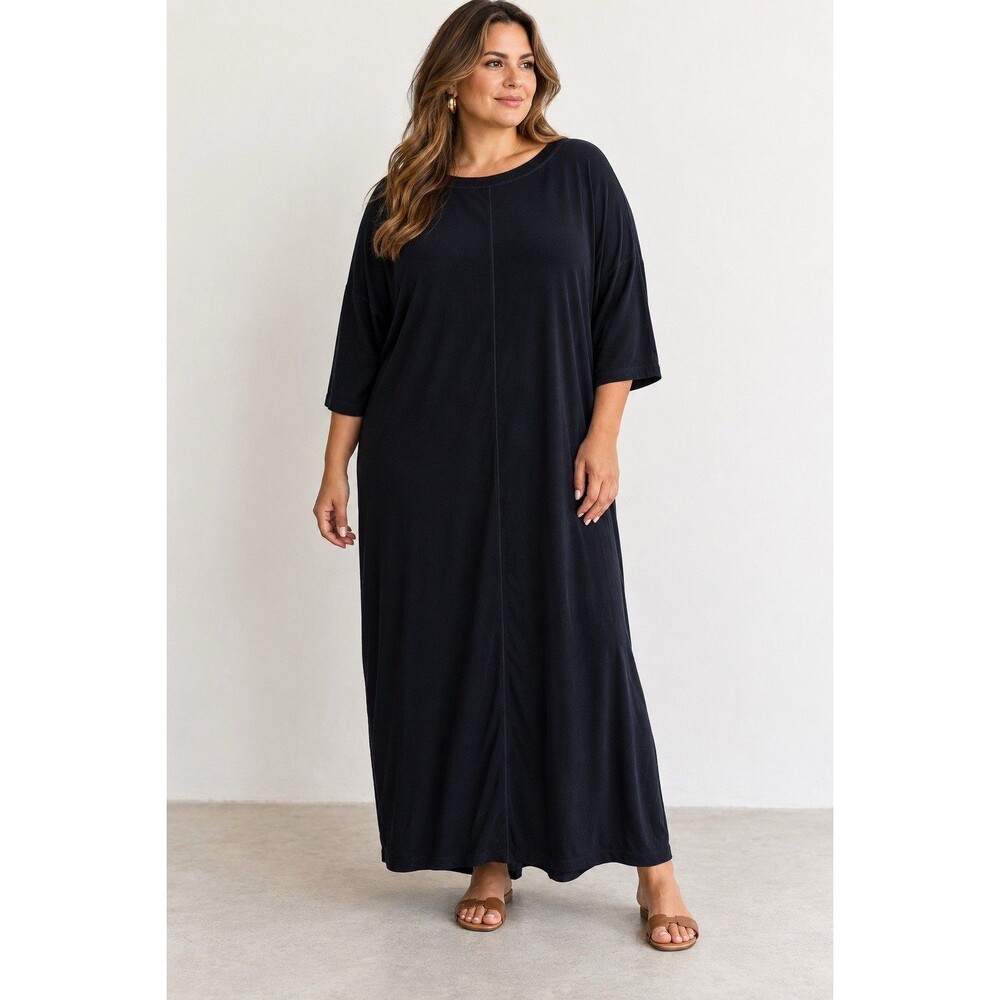 Solika Women Luna Midi Dress Midnight Blue Size 3X Premium Cupro